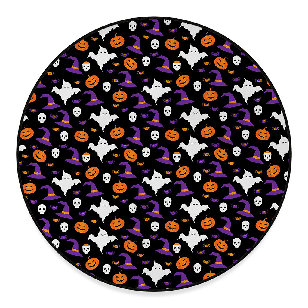 Happy Halloween Ghost Pattern Print Round Floor Mat