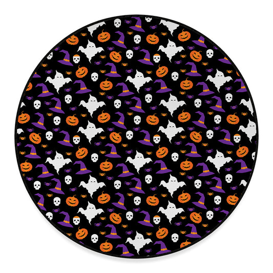 Happy Halloween Ghost Pattern Print Round Floor Mat