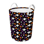 Happy Halloween Ghost Pattern Print Round Laundry Basket