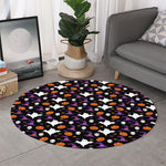 Happy Halloween Ghost Pattern Print Round Rug