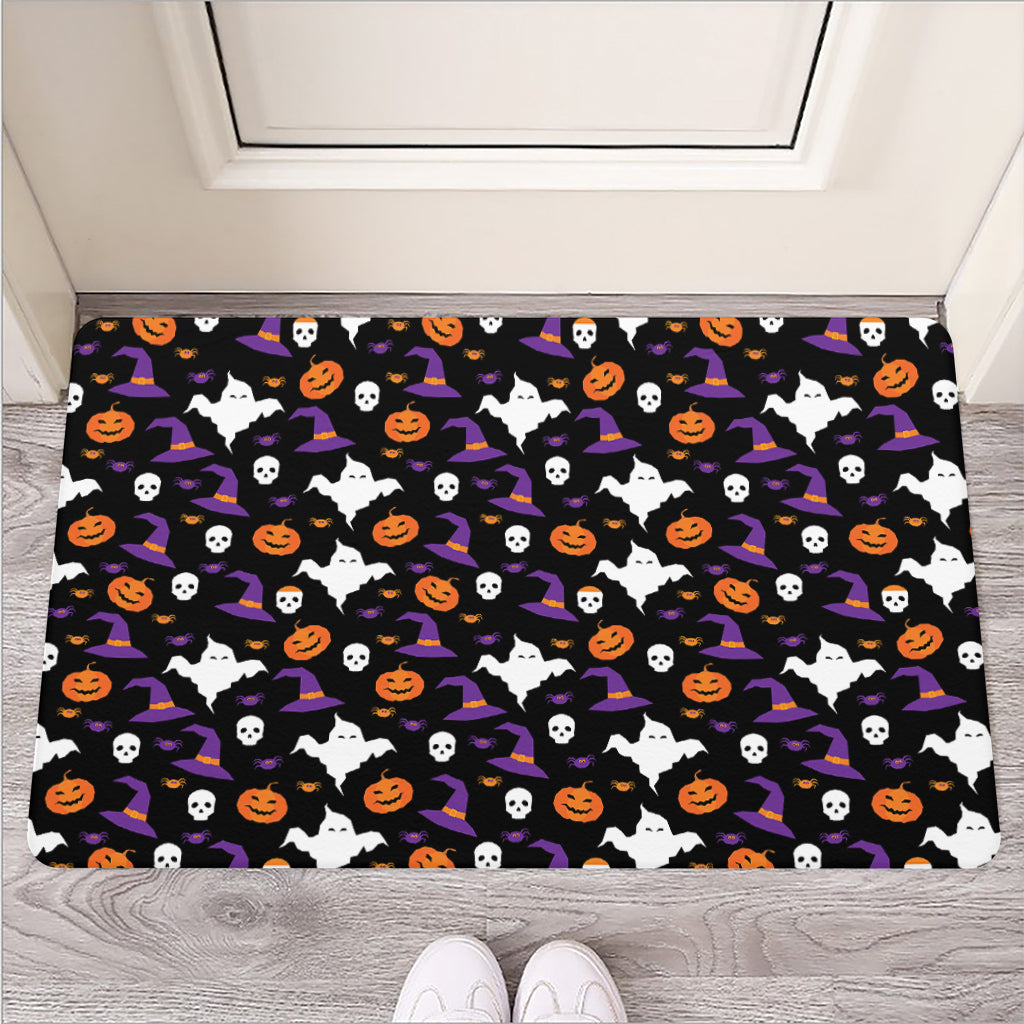 Happy Halloween Ghost Pattern Print Rubber Doormat