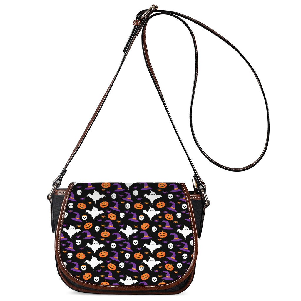 Happy Halloween Ghost Pattern Print Saddle Bag