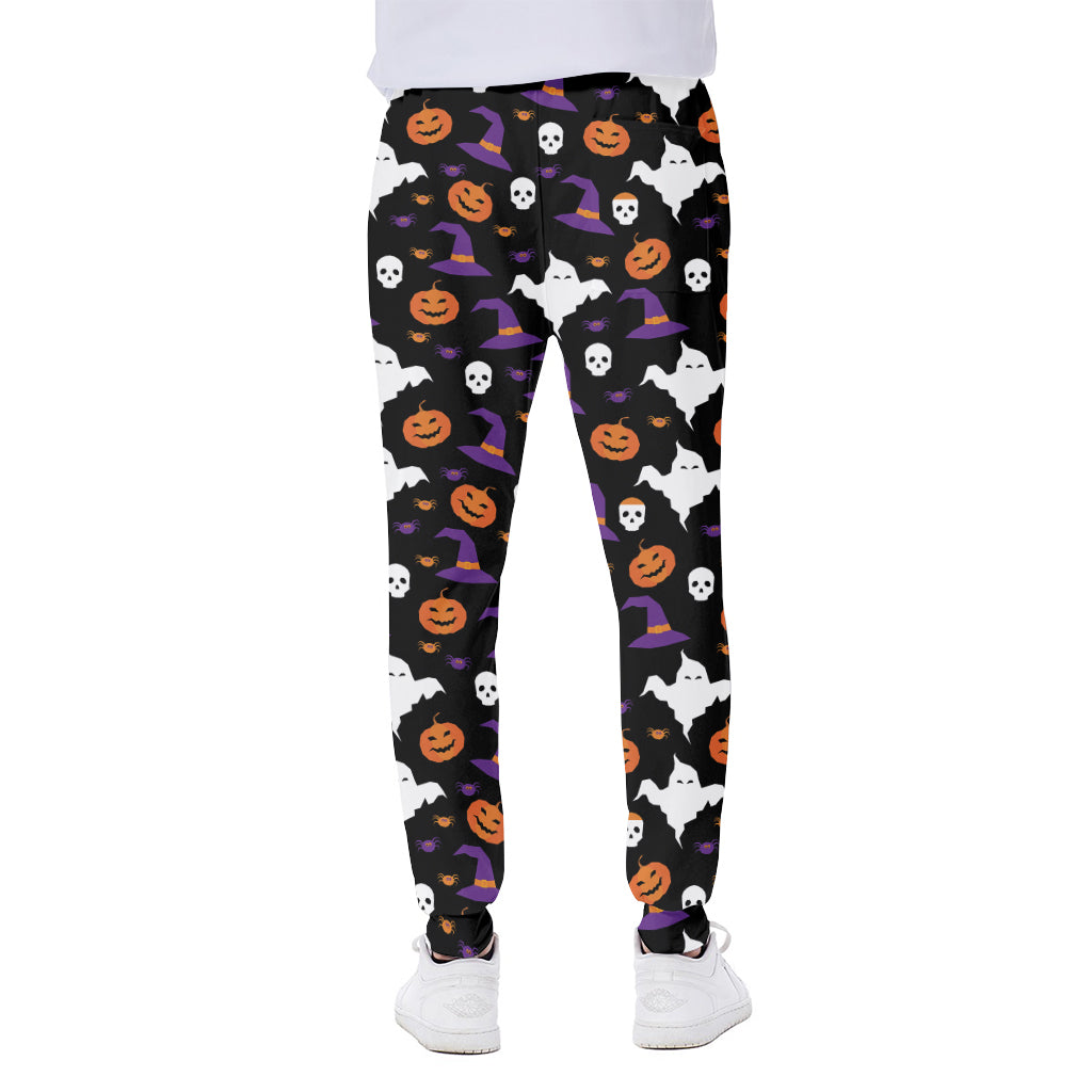 Happy Halloween Ghost Pattern Print Scuba Joggers