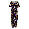 Happy Halloween Ghost Pattern Print Short Sleeve Long Nightdress