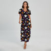 Happy Halloween Ghost Pattern Print Short Sleeve Maxi Dress