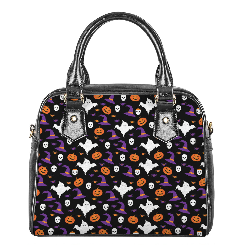 Happy Halloween Ghost Pattern Print Shoulder Handbag