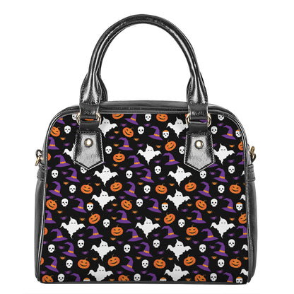 Happy Halloween Ghost Pattern Print Shoulder Handbag