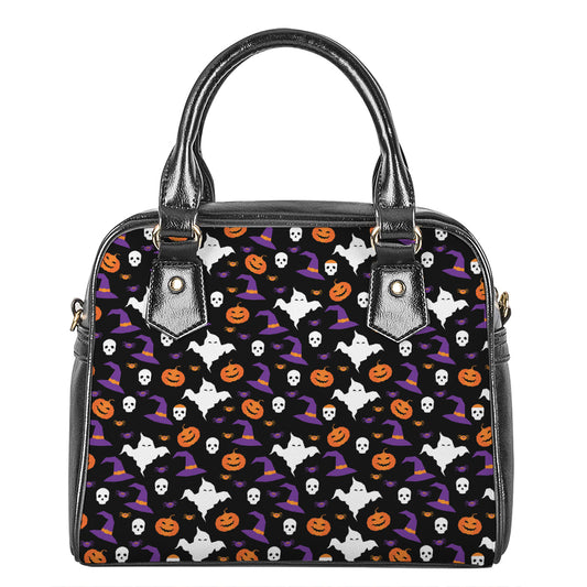Happy Halloween Ghost Pattern Print Shoulder Handbag