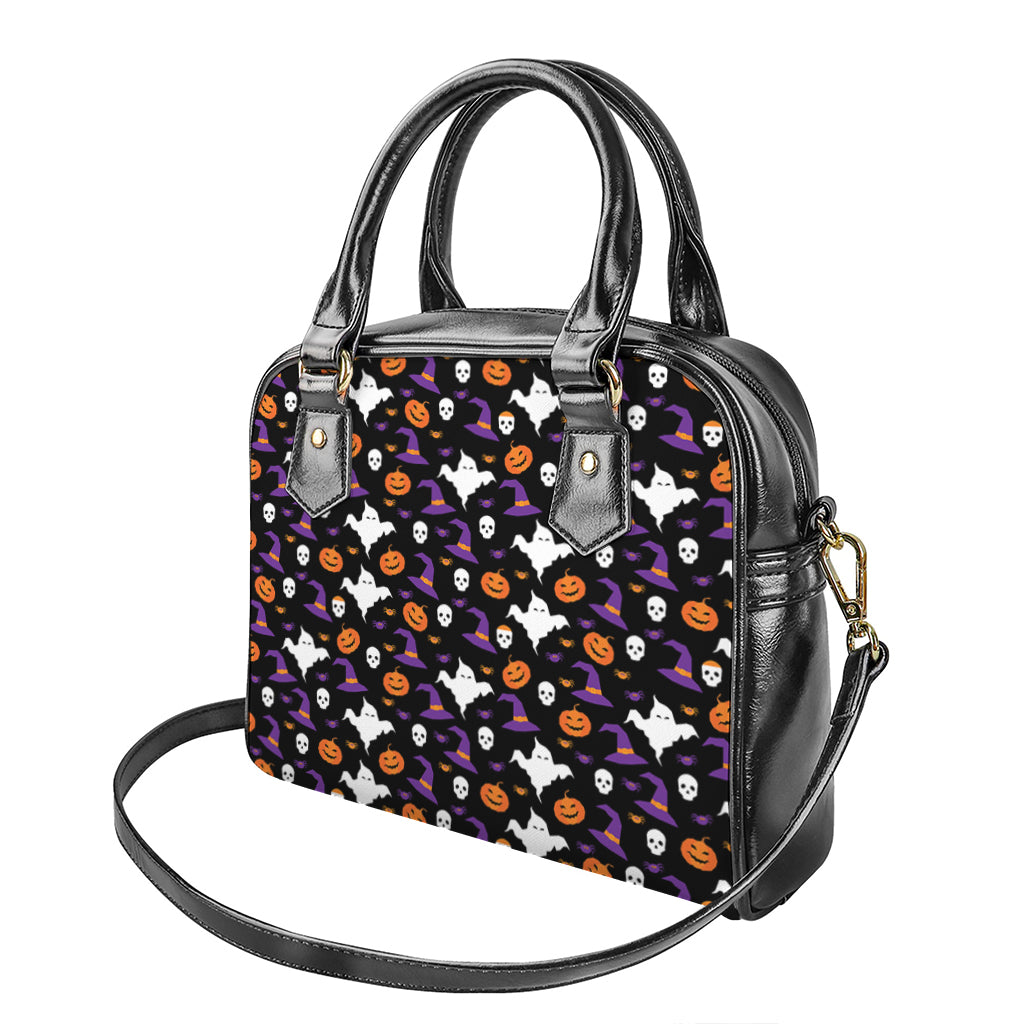 Happy Halloween Ghost Pattern Print Shoulder Handbag