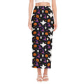 Happy Halloween Ghost Pattern Print Side Slit Maxi Skirt