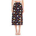 Happy Halloween Ghost Pattern Print Side Slit Midi Skirt