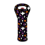 Happy Halloween Ghost Pattern Print Single Neoprene Wine Tote