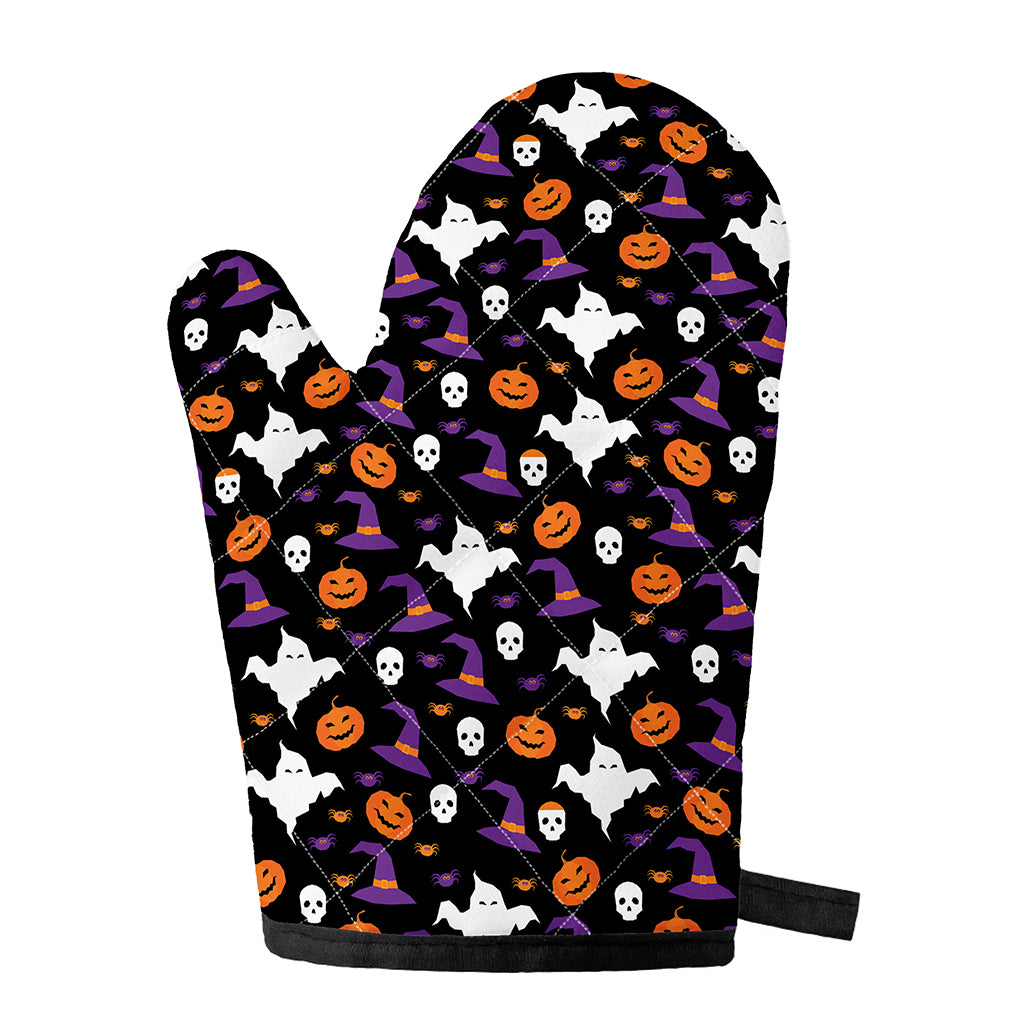 Happy Halloween Ghost Pattern Print Single Oven Mitt
