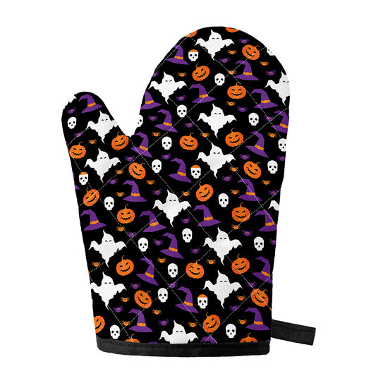 Happy Halloween Ghost Pattern Print Single Oven Mitt