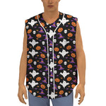 Happy Halloween Ghost Pattern Print Sleeveless Baseball Jersey