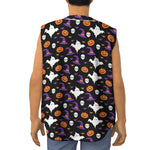 Happy Halloween Ghost Pattern Print Sleeveless Baseball Jersey