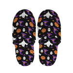 Happy Halloween Ghost Pattern Print Slippers