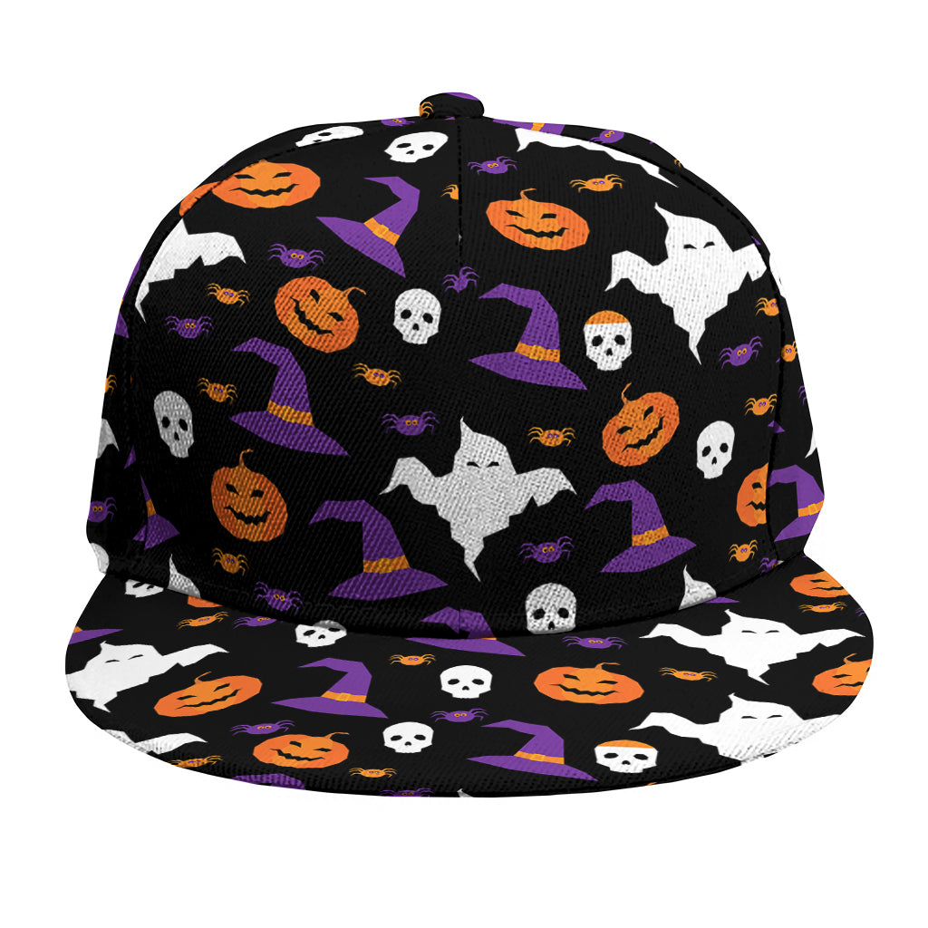 Happy Halloween Ghost Pattern Print Snapback Cap