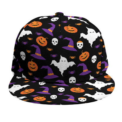 Happy Halloween Ghost Pattern Print Snapback Cap