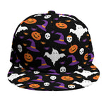 Happy Halloween Ghost Pattern Print Snapback Cap