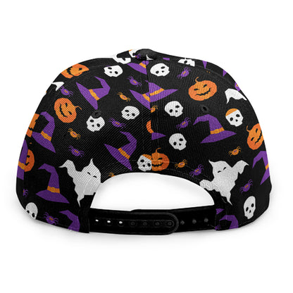 Happy Halloween Ghost Pattern Print Snapback Cap