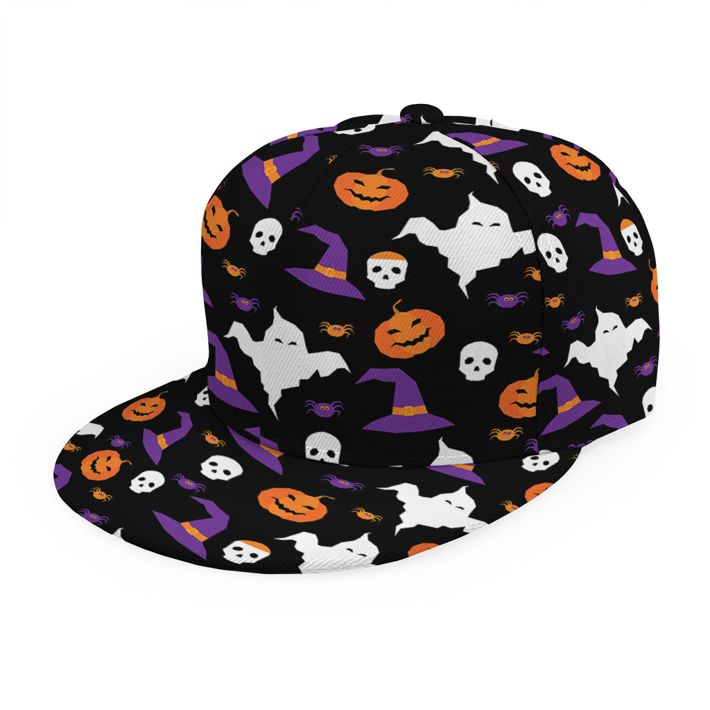 Happy Halloween Ghost Pattern Print Snapback Cap