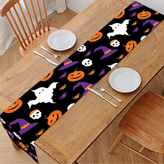 Happy Halloween Ghost Pattern Print Table Runner
