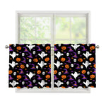 Happy Halloween Ghost Pattern Print Tier Curtains