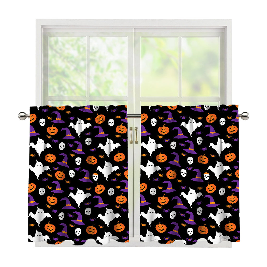 Happy Halloween Ghost Pattern Print Tier Curtains
