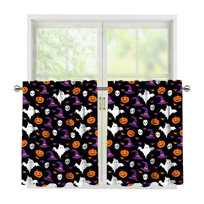 Happy Halloween Ghost Pattern Print Tier Curtains