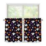 Happy Halloween Ghost Pattern Print Tier Curtains