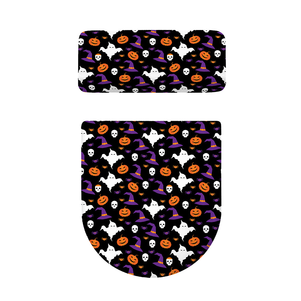 Happy Halloween Ghost Pattern Print Toilet Lid And Tank Cover Set