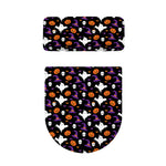 Happy Halloween Ghost Pattern Print Toilet Lid And Tank Cover Set