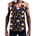 Happy Halloween Ghost Pattern Print Men's Workout Tank Top