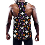 Happy Halloween Ghost Pattern Print Training Tank Top