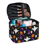 Happy Halloween Ghost Pattern Print Travel Makeup Bag