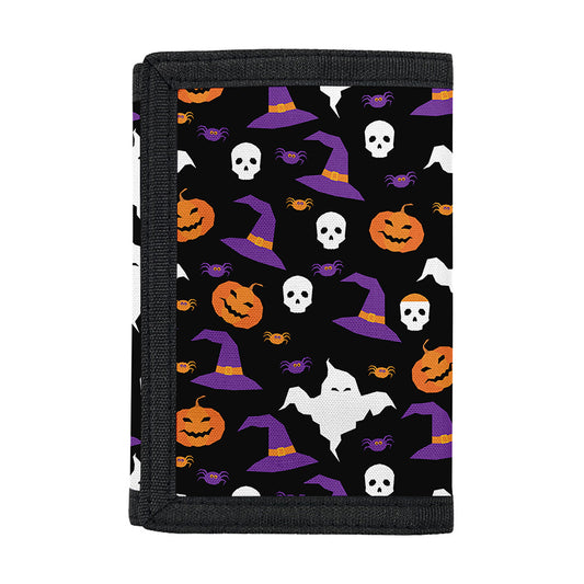Happy Halloween Ghost Pattern Print Trifold Wallet