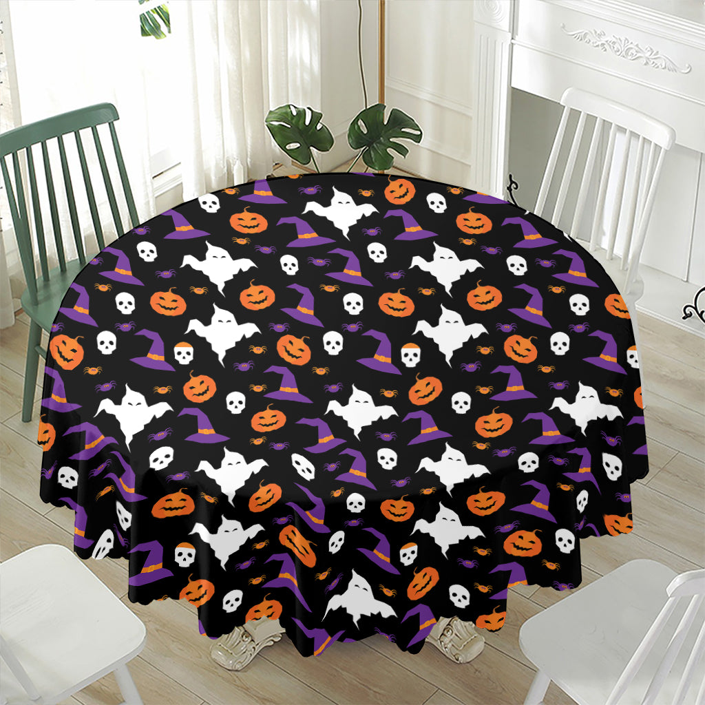 Happy Halloween Ghost Pattern Print Waterproof Round Tablecloth