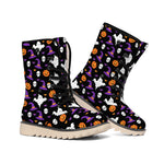 Happy Halloween Ghost Pattern Print Winter Boots