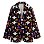 Happy Halloween Ghost Pattern Print Women's Blazer