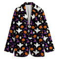 Happy Halloween Ghost Pattern Print Women's Cotton Blazer