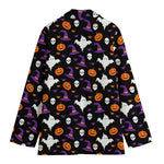 Happy Halloween Ghost Pattern Print Women's Cotton Blazer