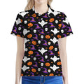 Happy Halloween Ghost Pattern Print Women's Polo Shirt