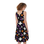 Happy Halloween Ghost Pattern Print Women's Sleeveless Dress