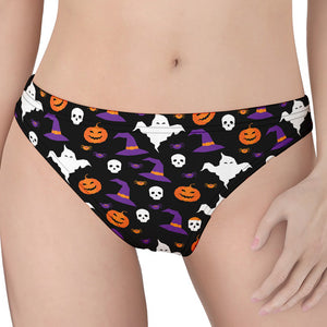 Happy Halloween Ghost Pattern Print Women's Thong