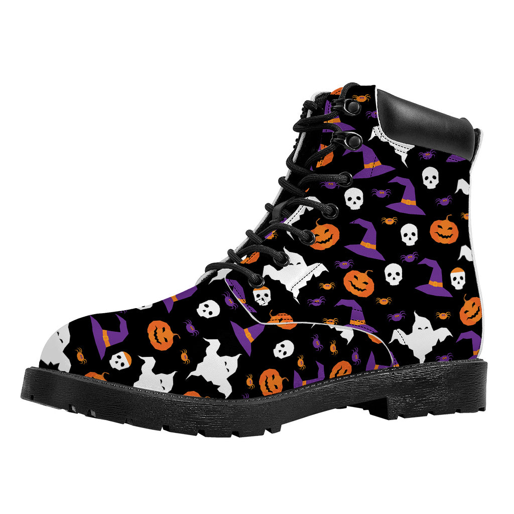 Happy Halloween Ghost Pattern Print Work Boots