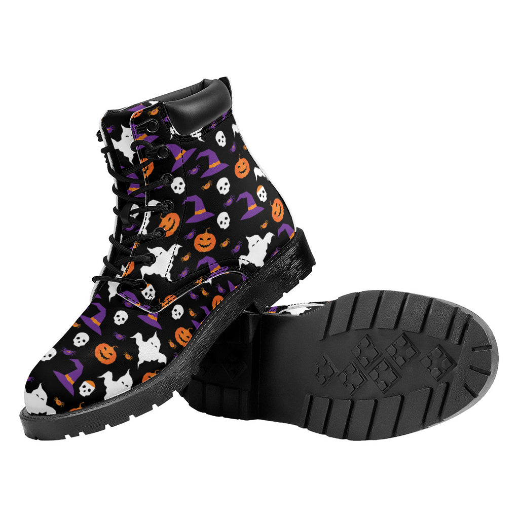 Happy Halloween Ghost Pattern Print Work Boots
