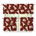 Happy Jack Russell Terrier Pattern Print 3 Piece Kitchen Curtains
