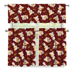 Happy Jack Russell Terrier Pattern Print 3 Piece Kitchen Curtains