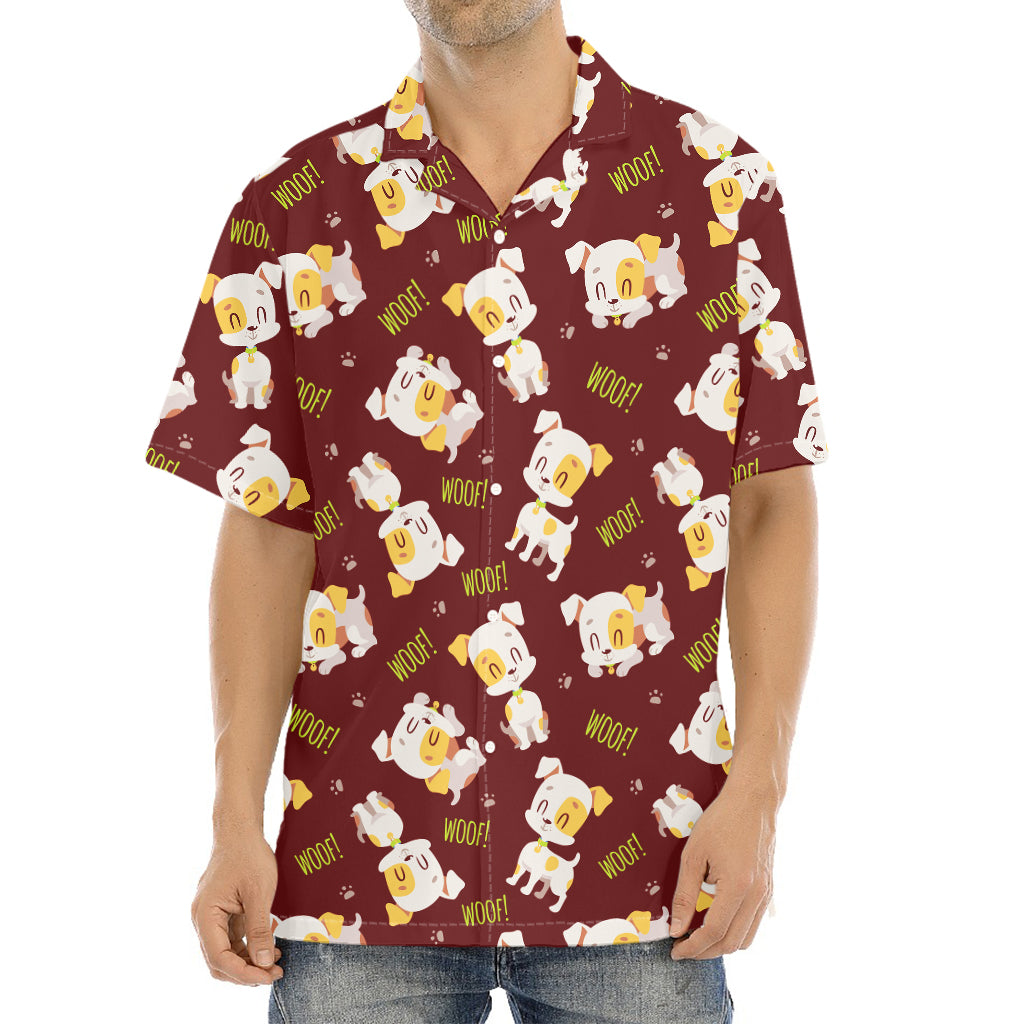 Happy Jack Russell Terrier Pattern Print Aloha Shirt